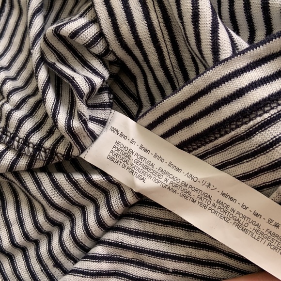Zara 100% Linen Striped Women’s T-Shirt Large - Picture 9 of 9